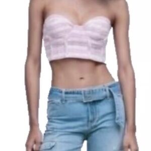 NWT! ZARA Tweed RICH plaid CROP TOP Bustier Corset NEW! size: XS extra Small